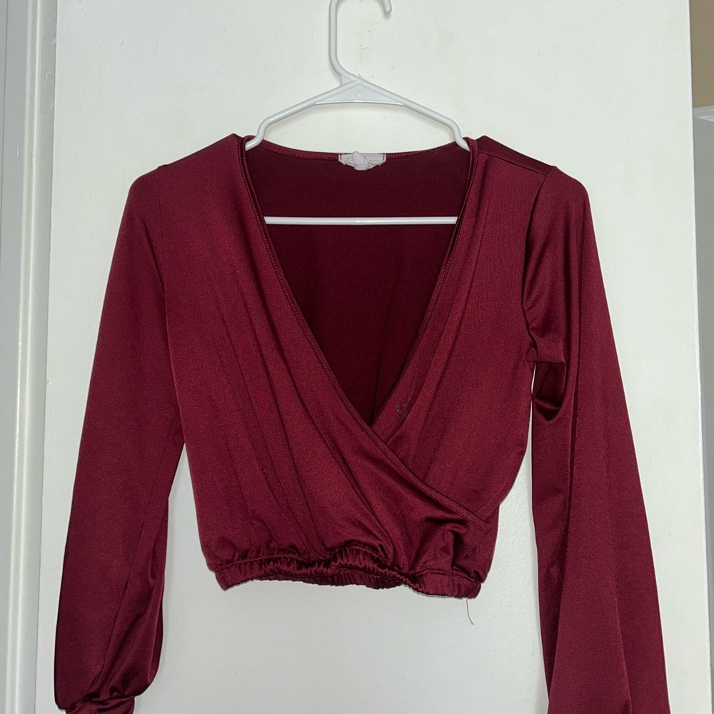 Elegant Burgundy Wrap Top